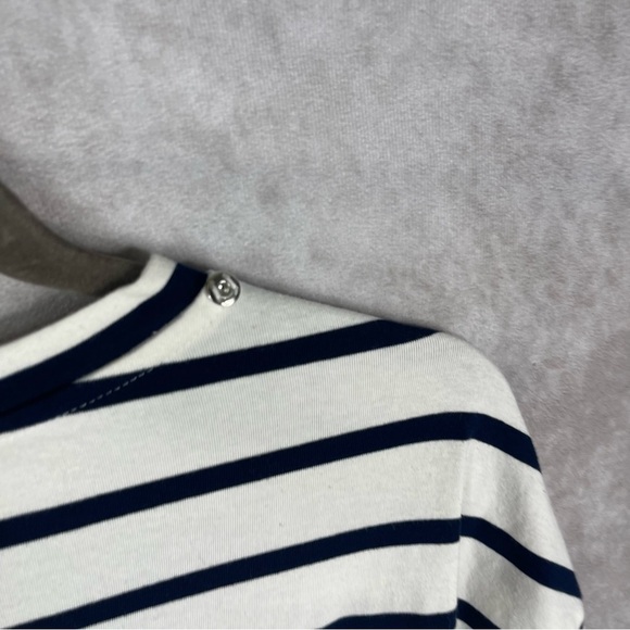 13DE MARZO Striped Short Sleeve Tee In Blue White Size Small - Picture 2 of 6